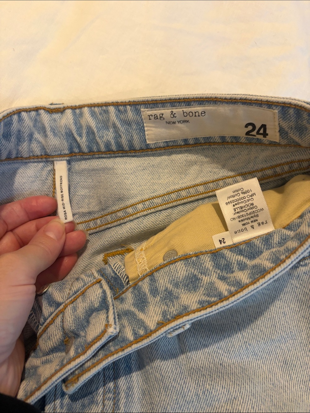 rag & bone Light Blue Straight Ripped Jeans - Picture 2 of 6